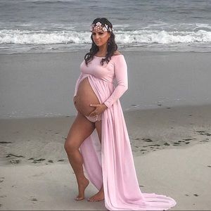 Maternity photoshoot off the shoulder dress